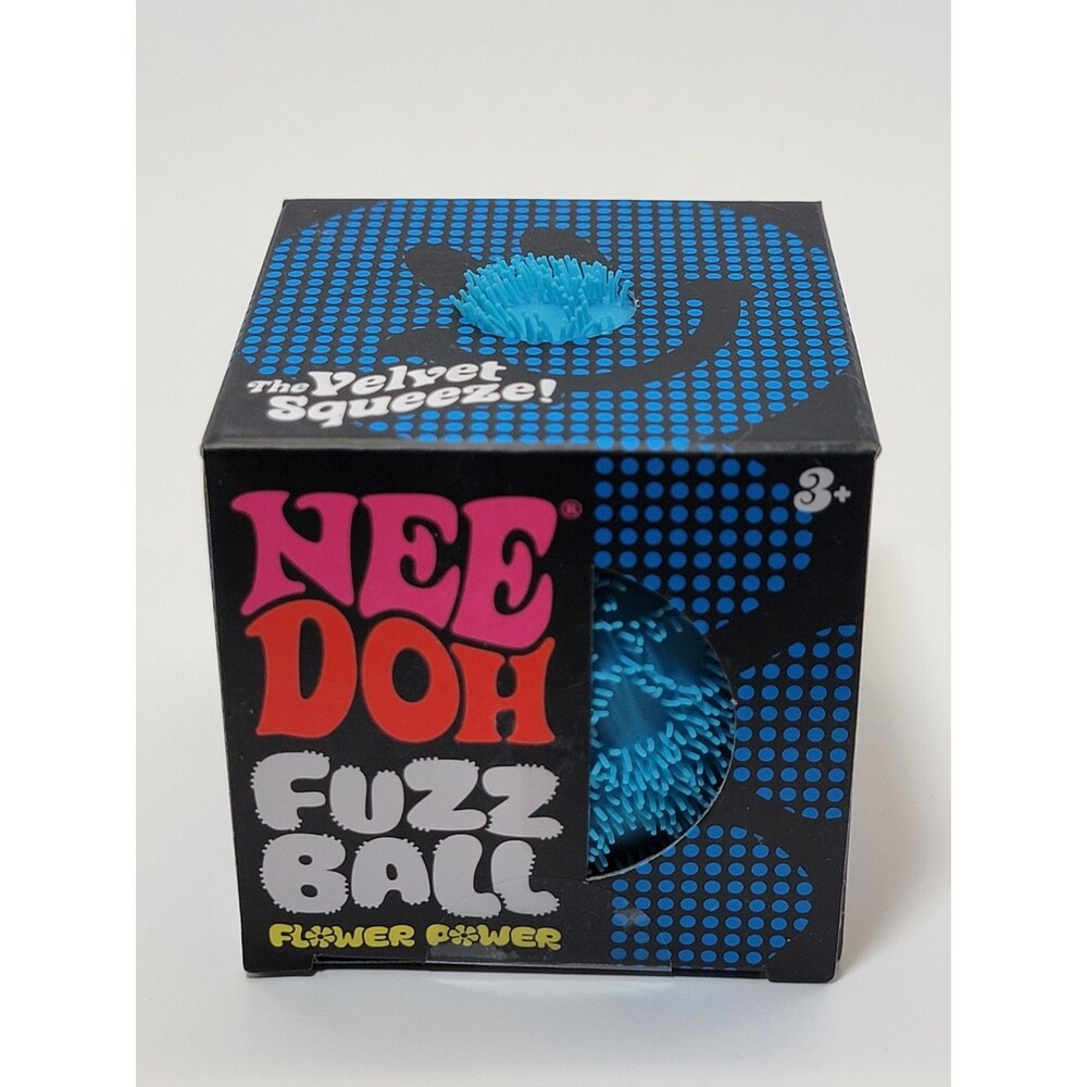 Blue Needoh Fuzz Ball Velvet Squeeze Squish Stress New - Fast Shipping